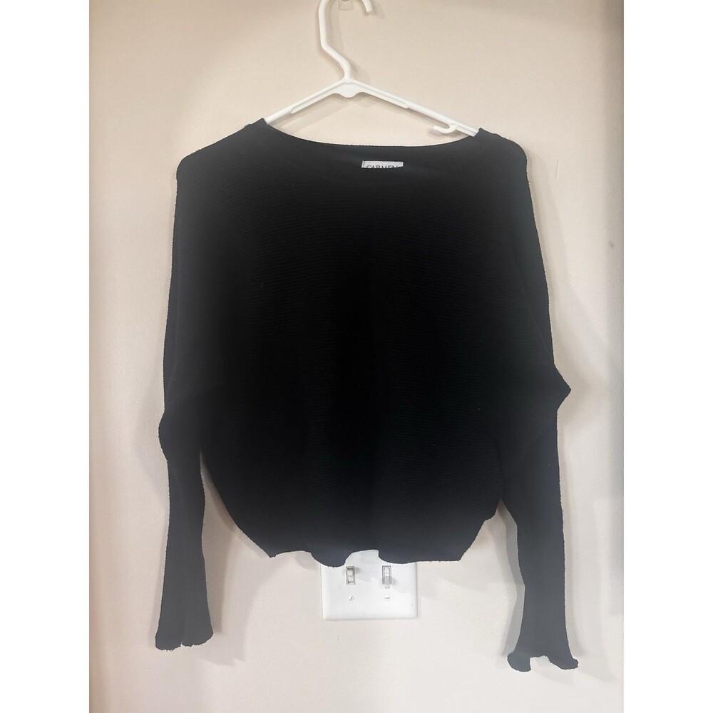 Carmen Black Long Sleeve Knit Sweater With Zippers On Sleeves